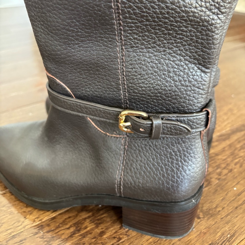 Coach Sullivan Safari Chestnut Brown Pebbled Leather Luxury Tall Riding Boots‎ - Picture 8 of 10